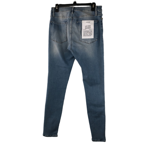 NWT FRAME Le One Skinny Fit Mid-Rise Jeans Light Blue Caspio Women's Size 2 - Picture 4 of 12